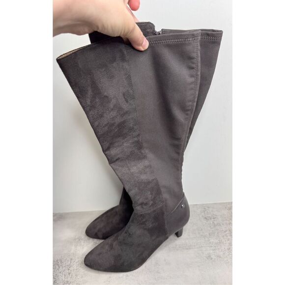 Life Stride Tall Boots Size‎ 11 Wide Calf Gray Faux Suede Side Zip NEW - Picture 3 of 7